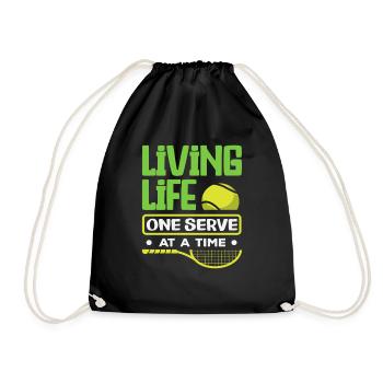 Tennis Player Life Life One Serve - Drawstring Bag - black - Front