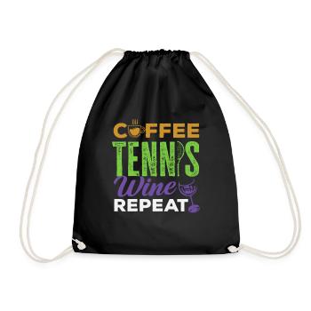 Tennis Coffee Wine Replay Tennis Player - Drawstring Bag - black - Front