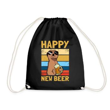 Happy new beer beer drinker New Year's Eve beer - Drawstring Bag - black - Front