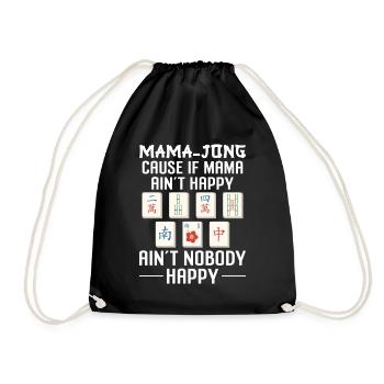Mahjong Mama Lustiges Mah Jongg Geschenk - Turnbeutel - Schwarz - Vorne