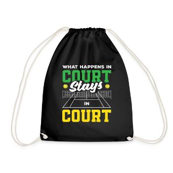 What Happens on the Tennis Court Remains Tennis - Drawstring Bag - black - Front