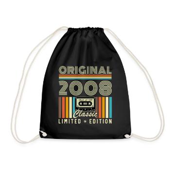 2008 Vintage Retro Birthday Gift - Drawstring Bag - black - Front