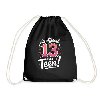 13th birthday teenager gift - Drawstring Bag - black - Front