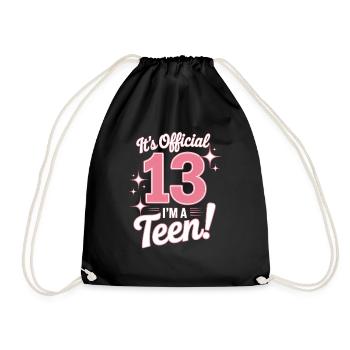 13th birthday teenager gift - Drawstring Bag - black - Front