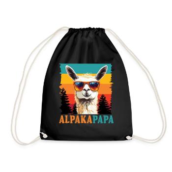 Pères ALPAGA PAPA Rétro Lama Drôle - Sac de sport léger - noir - Devant