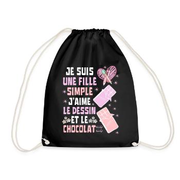 Je Suis Une Fille Simple Dessin et Chocolat - Sac de sport léger - noir - Devant