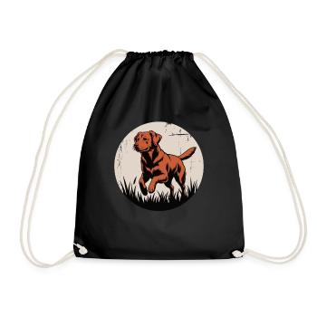 Vintage Labrador – playing in the grass - Drawstring Bag - black - Front