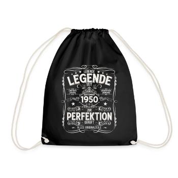 75th Birthday Vintage September Year 1950 - Drawstring Bag - black - Front