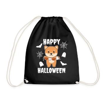 Costume de fantôme citrouille joyeux Halloween Shiba Inu - Sac de sport léger - noir - Devant