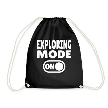 Exploring Mode ON - For adventurers &amp; travel fans - Drawstring Bag - black - Front