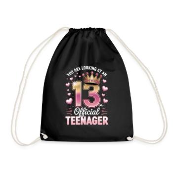 13th birthday teenager gift - Drawstring Bag - black - Front