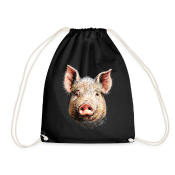 Cochon domestique Truie Cochons Love Piggy - Sac de sport léger - noir - Devant