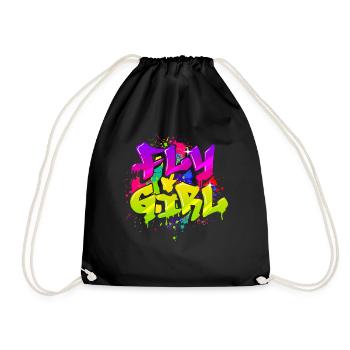 Fly Girl Old School Hip Hop Tribute 80s 90s Style - Drawstring Bag - black - Front
