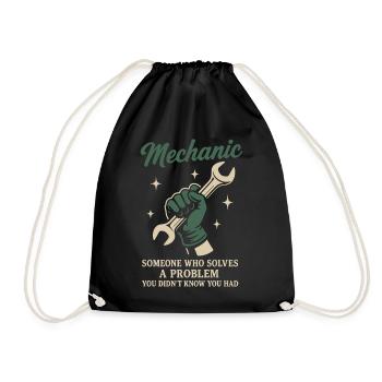 Mechanic Problem Solver Garage Funny Saying - Drawstring Bag - black - Front