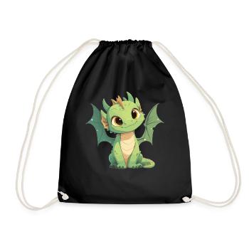 Drachen Drache - Turnbeutel - Schwarz - Vorne