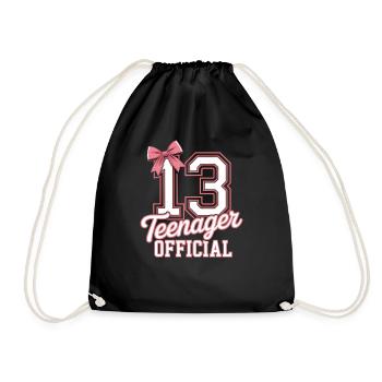 13th birthday teenager gift - Drawstring Bag - black - Front
