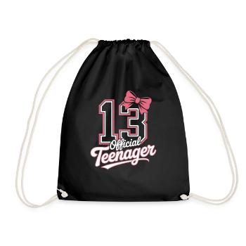 13th birthday teenager gift - Drawstring Bag - black - Front