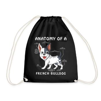 Funny Anatomy Chart of French Bulldog Frenchie Dog - Drawstring Bag - black - Front