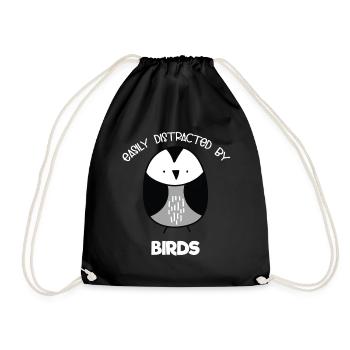 Minimalistische Vogel Cartoon Illustration - Turnbeutel - Schwarz - Vorne