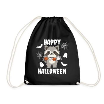 Costume de raton laveur joyeux Halloween citrouille fantôme - Sac de sport léger - noir - Devant