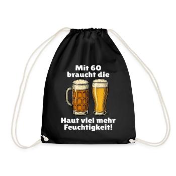 Männer 60. Geburtstag Bier Spruch - Turnbeutel - Schwarz - Vorne