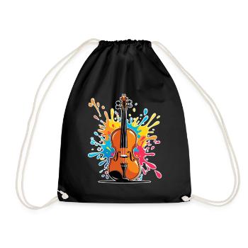 Vibrant violin art design - Drawstring Bag - black - Front