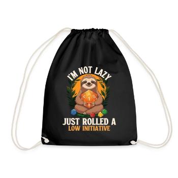 Not Lazy Just Rolled Low Initiative RPG Tabletop - Drawstring Bag - black - Front