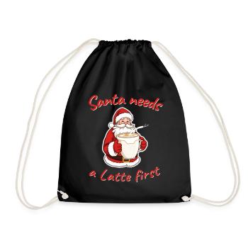 Weihnachtlicher Santa mit Kaffee Illustration - Turnbeutel - Schwarz - Vorne