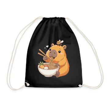 Capybara Ramen Kawaii Anime Nudel Japan - Turnbeutel - Schwarz - Vorne