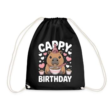 Capybara Ramen Capy Birthday Cappy Birthday - Drawstring Bag - black - Front
