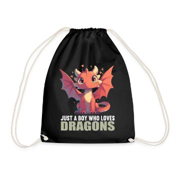 Drachen Drache - Turnbeutel - Schwarz - Vorne