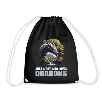 Drachen Drache - Turnbeutel - Schwarz - Vorne
