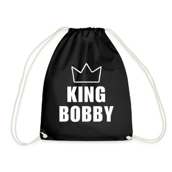 King Bobby Crown Shirt – Name Starting with B - Drawstring Bag - black - Front