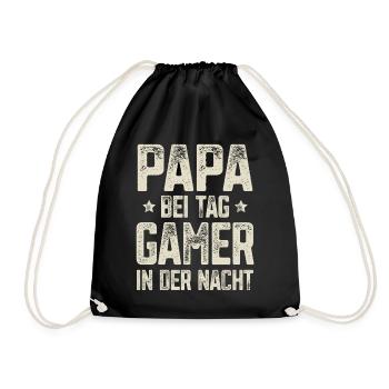 Papa Gamer Gaming - Turnbeutel - Schwarz - Vorne