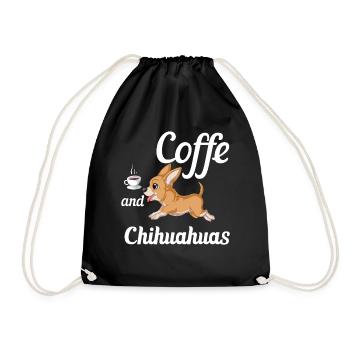 Kaffee und Chihuahua – Lustiger Hundeliebhaber - Turnbeutel - Schwarz - Vorne