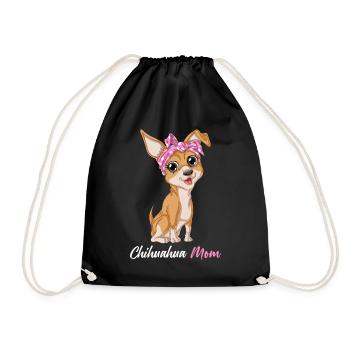 Funny Chihuahua Mom Pet Art Perfect Mother’s Day - Drawstring Bag - black - Front