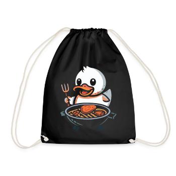 Grill Ente Badeente Quietscheente Barbeque Grillen - Turnbeutel - Schwarz - Vorne