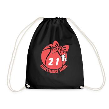 Basketball 21. Geburtstag Basketballerin - Turnbeutel - Schwarz - Vorne