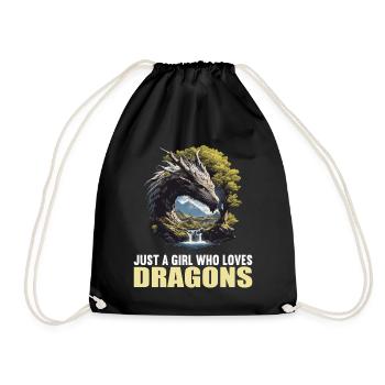 Drachen Drache - Turnbeutel - Schwarz - Vorne