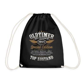 70th birthday gift vintage car September 1955 - Drawstring Bag - black - Front