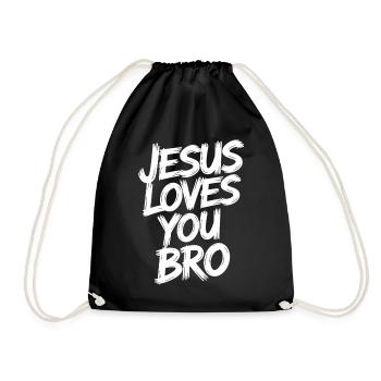 Jésus t'aime frère Message chrétien moderne - Sac de sport léger - noir - Devant