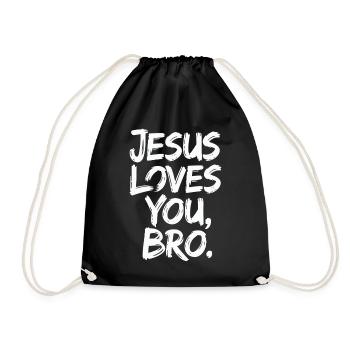 Jesus Loves You, Bro - Inspirational Message - Drawstring Bag - black - Front