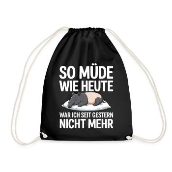 As tired as today Tapir sleep shirt gift - Drawstring Bag - black - Front