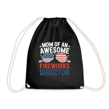 Mom Of An Awesome Fireworks Director 4th Of July - Drawstring Bag - black - Front