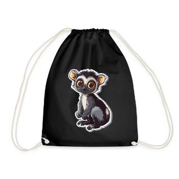 lemur - Drawstring Bag - black - Front