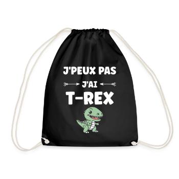 T-Rex Fun for Kids and Teens - Drawstring Bag - black - Front