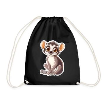 lemur - Drawstring Bag - black - Front