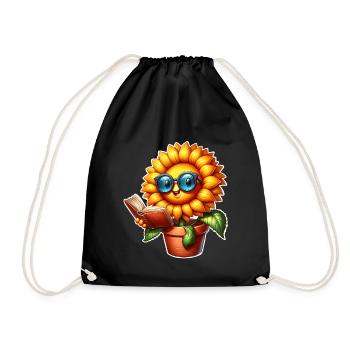Sonnenblume Lesen Buch - Turnbeutel - Schwarz - Vorne