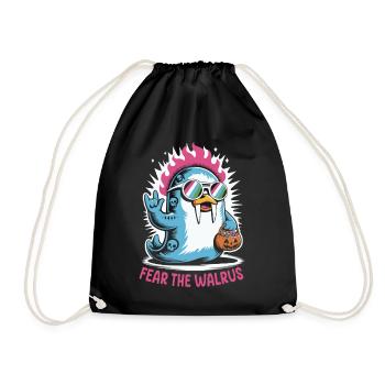 Walross Punk Rocker Halloween  - Turnbeutel - Schwarz - Vorne