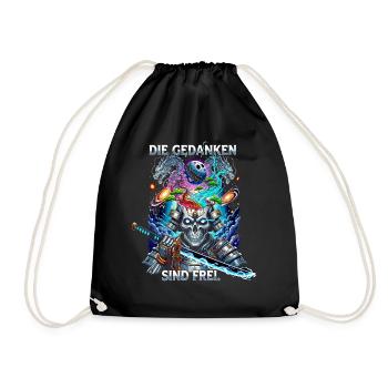Thoughts Are Free Skull Samurai - Drawstring Bag - black - Front
